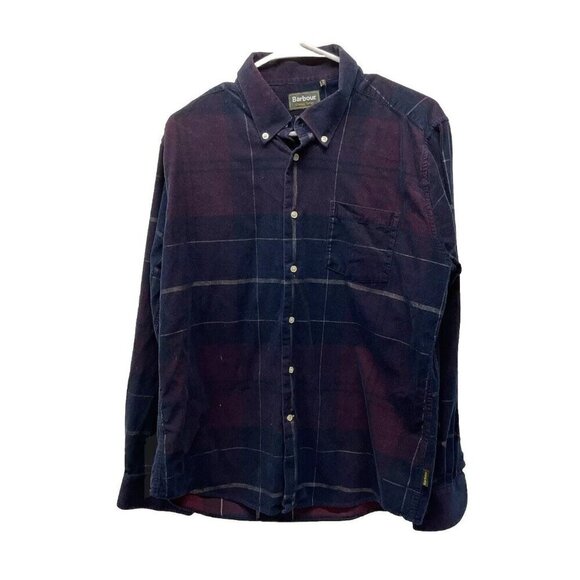 Barbour‎ Classic Tartan Plaid Shirt Med. Button Down Corduroy Tailored Fit Blue - Picture 1 of 9